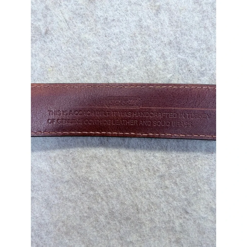 Coach Belt Mens 36 Black Textured Leather Brass Buckle handmade in Turkey
